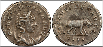 Featured Ancient Coin:    Otacilia Severa, wife of Philip I 244-249 A.D. Antoninianus